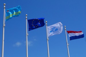 Special flags on airport to welcome KLM